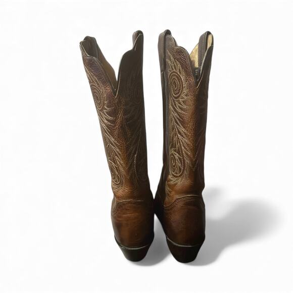 Justin L4332 Brown Damiana Cow Snipped Toe Western Boots Women Sz 7B Embroidered - Picture 5 of 9